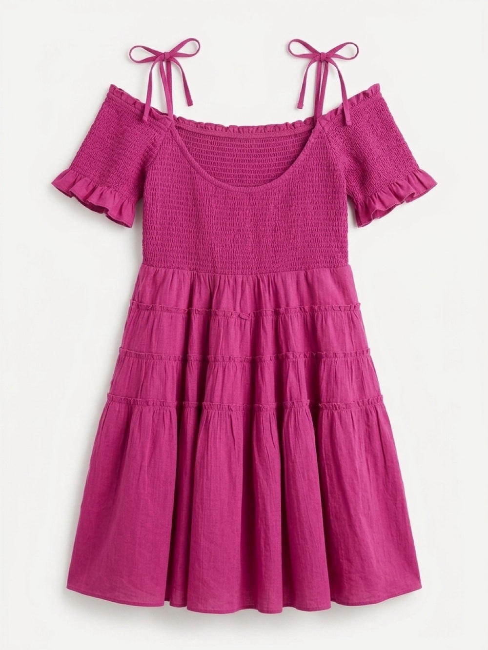 Free People Fuchsia Tiered Smocked Mini Dress